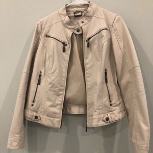 Cream faux leather Moto jacket